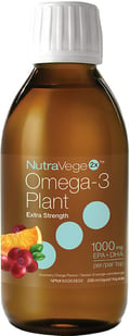 Nutravege 100% vegan algae oil omega-3 supplement.